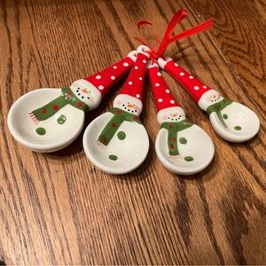 Festive Snowman Measuring Spoons - Red and Green